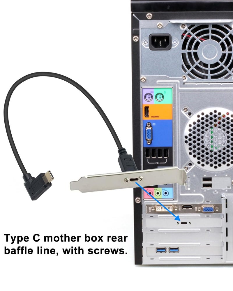 Poyiccot USB C Male to Female Extension Cable 1ft/30cm, Right& Left Angled 90 Degree USB 3.1 Type C Extender Charging & Sync Cable with Panel Mount Screw Hole for Charging & Sync (USB C Right M/F) - Image 3
