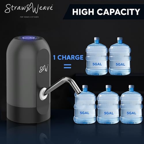 STRAW&WEAVE Automatic Water Dispenser Pump for 20 Litre Bottle | Big Battery - Portable C Type USB Rechargeable Water Pump Dispenser for Home, Office | 1 Year Warranty, White - Image 5