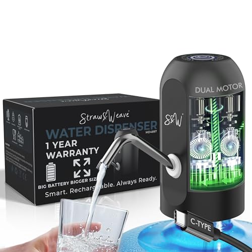 STRAW&WEAVE Automatic Water Dispenser Pump for 20 Litre Bottle | Big Battery - Portable C Type USB Rechargeable Water Pump Dispenser for Home, Office | 1 Year Warranty, White - Image 1