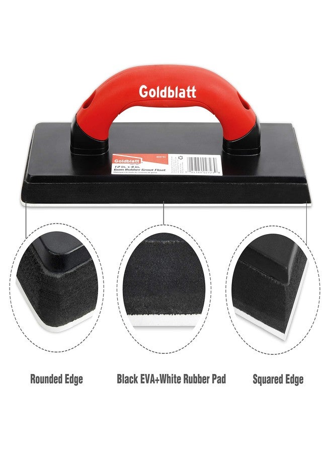 Goldblatt 4" x 12" Grout Float for Tile - Molded Rubber Grout Float, Floor Tools with Soft-Grip Handle for Masonry, Drywall, Concrete, Stucco - Image 3