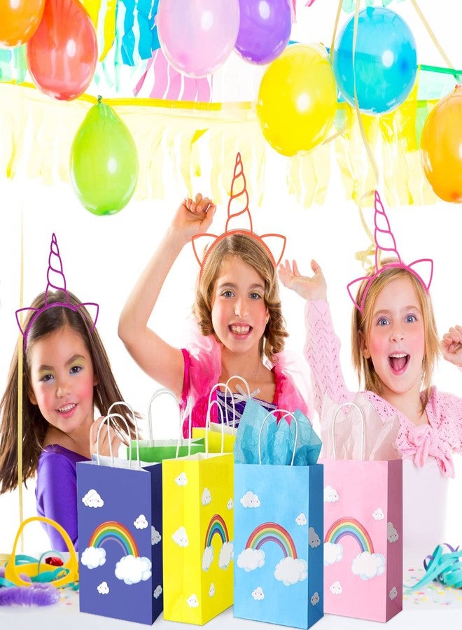 BLEWINDZ 32 Pcs Rainbow Goodie Bags with 32 Tissues - 8.7" Small Gift Bags with Handles for Kids Birthday Party Favors, Baby Showers and Party Supplies - Image 3