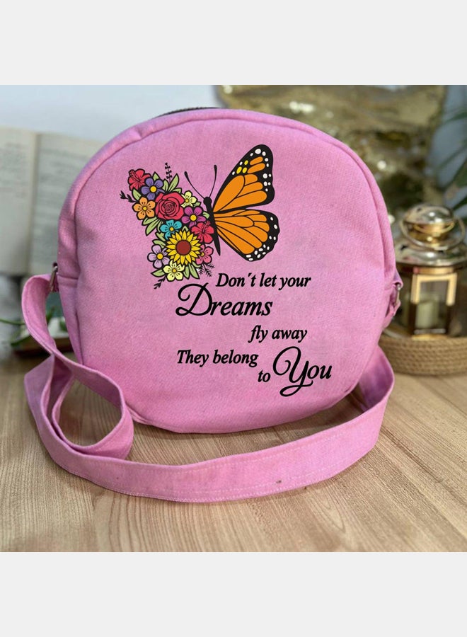 Cross bag for women- Round- 25 cm- Pink- one sided printing- Summer design - Image 2