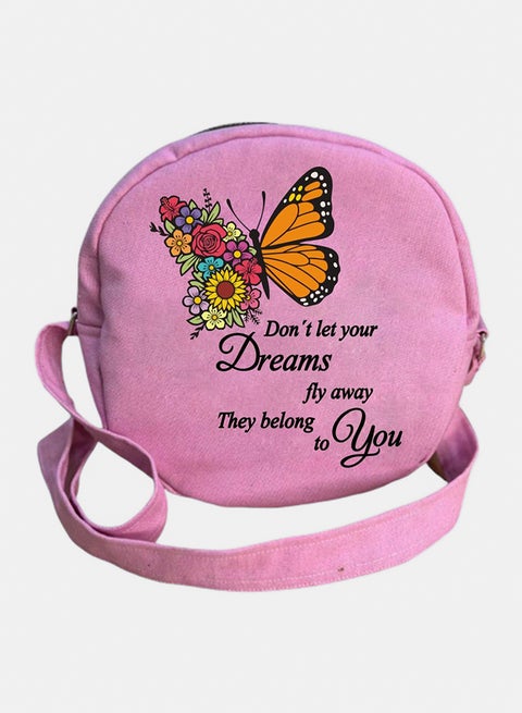 Cross bag for women- Round- 25 cm- Pink- one sided printing- Summer design