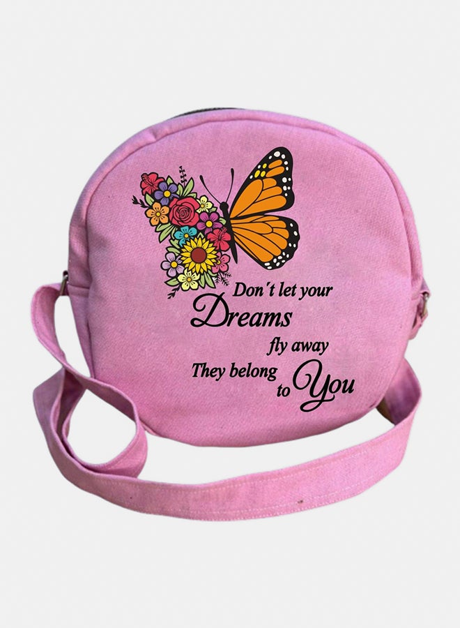 Cross bag for women- Round- 25 cm- Pink- one sided printing- Summer design - Image 1