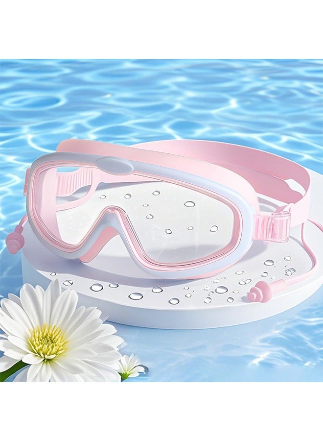 اتش واي نظارات سباحة للأطفال باللون الأزرق البودرة ، حماية من الأشعة فوق البنفسجية ضد التسرب ، من سن 3 إلى 15 عاما ، منظر واسع ، شفاف تماما (وردي-بنفسجي) - Image 2