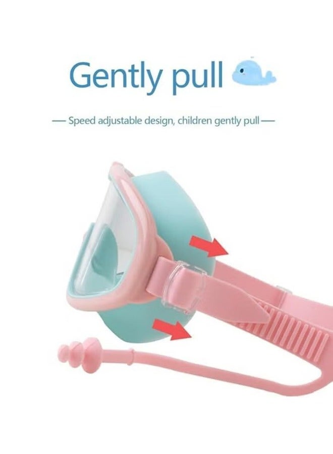 اتش واي نظارات سباحة للأطفال باللون الأزرق البودرة ، حماية من الأشعة فوق البنفسجية ضد التسرب ، من سن 3 إلى 15 عاما ، منظر واسع ، شفاف تماما (وردي-بنفسجي) - Image 3