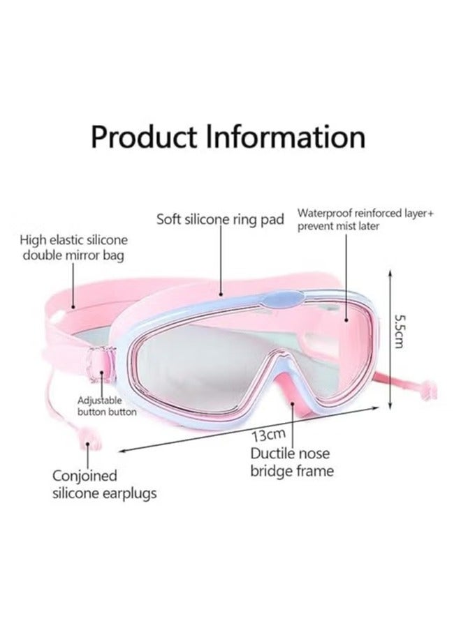 اتش واي نظارات سباحة للأطفال باللون الأزرق البودرة ، حماية من الأشعة فوق البنفسجية ضد التسرب ، من سن 3 إلى 15 عاما ، منظر واسع ، شفاف تماما (وردي-بنفسجي) - Image 4