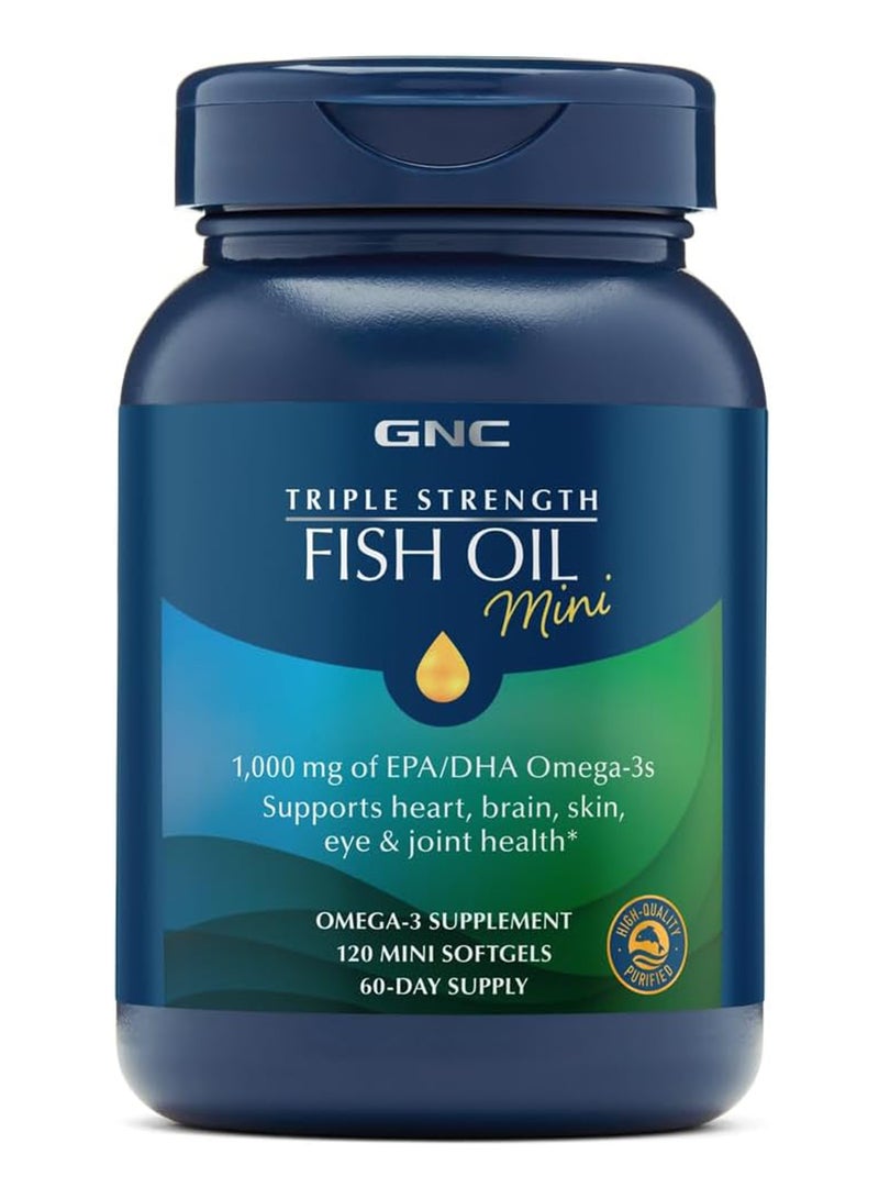 GNC Triple Strength Fish Oil Mini,120 Mini Softgels - Image 1