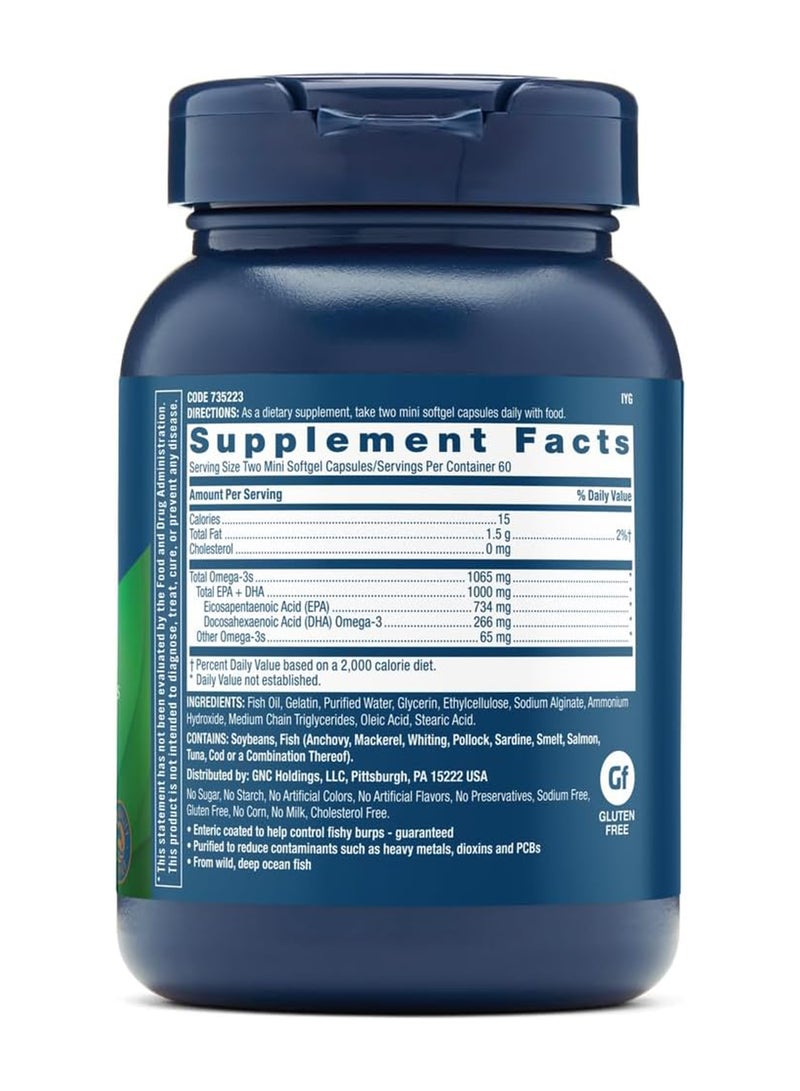GNC Triple Strength Fish Oil Mini,120 Mini Softgels - Image 2