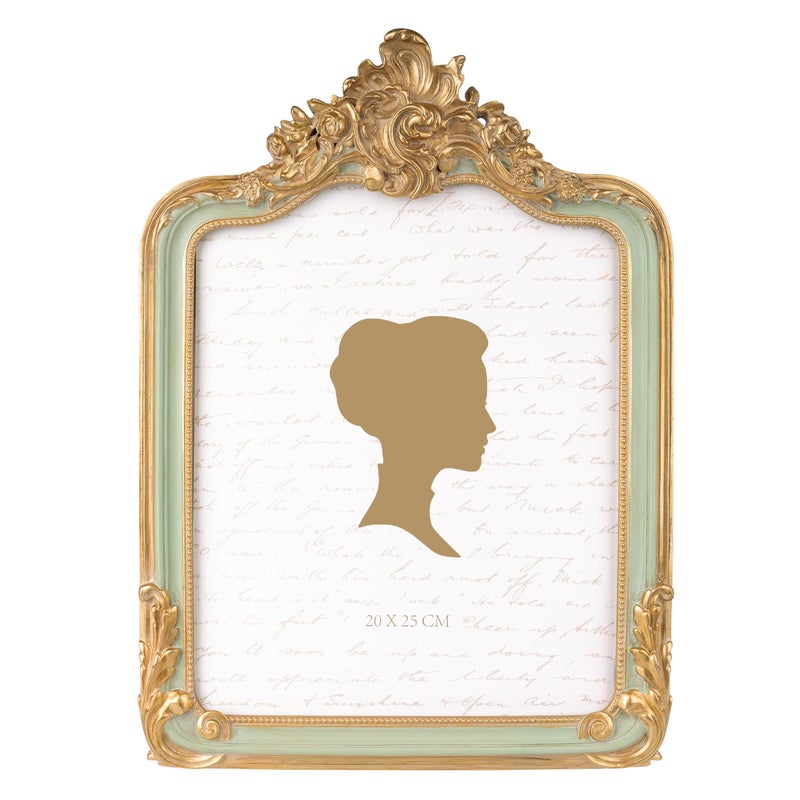 AELS 8x10 Inch Vintage Picture Frame Elegant Antique Photo Frames with Glass Front Photo Display Tabletop Wall Hanging Gift Ideas Gold and Sage Green - Image 2