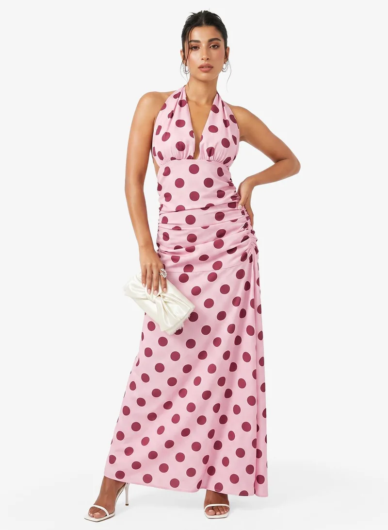 Ginger Halter Neck Polka Dot Dress
