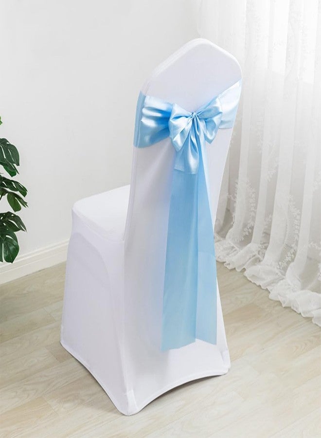 ADVcer 6 inch Light Blue Satin Ribbon, 24 Yard Long Solid Fabric Ribbon for Wedding Birthday Party Baby Shower Decoration, Gift Wrapping, Bow Making, Chair Sash, Craft, Grand Opening, Indoor Outdoor - Image 3