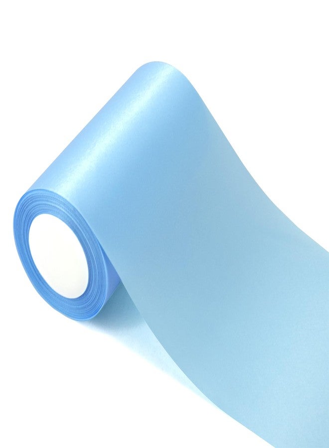 ADVcer 6 inch Light Blue Satin Ribbon, 24 Yard Long Solid Fabric Ribbon for Wedding Birthday Party Baby Shower Decoration, Gift Wrapping, Bow Making, Chair Sash, Craft, Grand Opening, Indoor Outdoor - Image 1