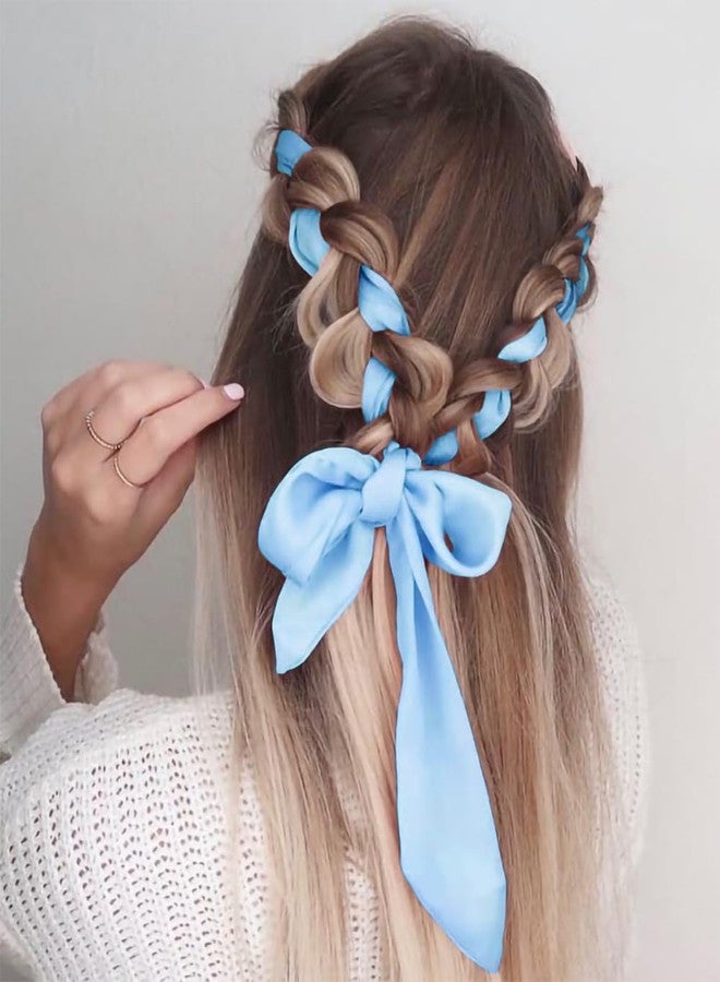 ADVcer 6 inch Light Blue Satin Ribbon, 24 Yard Long Solid Fabric Ribbon for Wedding Birthday Party Baby Shower Decoration, Gift Wrapping, Bow Making, Chair Sash, Craft, Grand Opening, Indoor Outdoor - Image 5