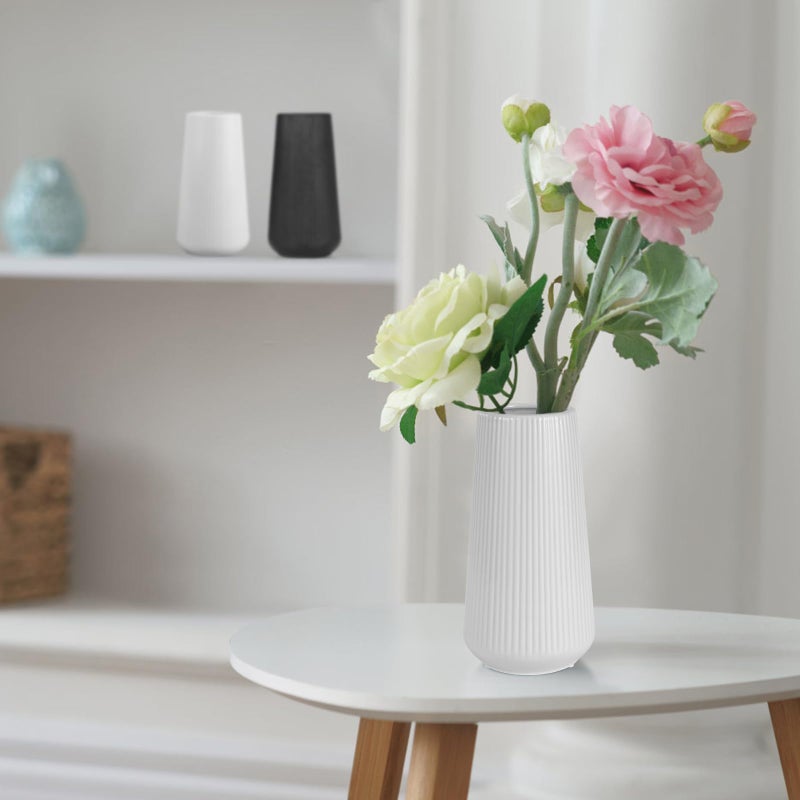 GUKJOB White Ceramic Vase  GUKJOB Flower Vase Ceramic Vase for Flowers  Decorative White Vase for Pampas Grass  Small Vase for Home Living Room Dining Table Farmhouse Office Decor (Grey) - Image 5