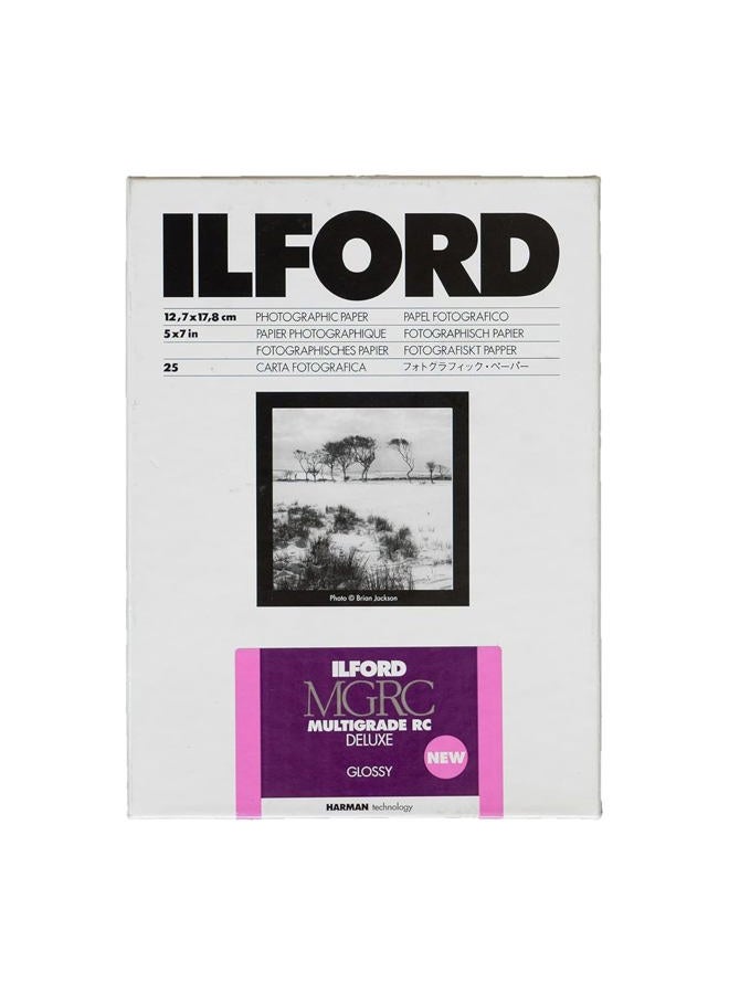 Multigrade RC Deluxe Glossy Black and White Photo Paper with Advanced Toning (25 Sheets, 4-Pack) Bundle (4 Items)
