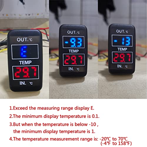 Timloon Car Internal and External Temperature Display, Fahrenheit Temperature, Dual Temperature Sensors Use for Toyota Hilux VIGO,Coaster,Corolla ex,Yaris(Type B) - Image 4