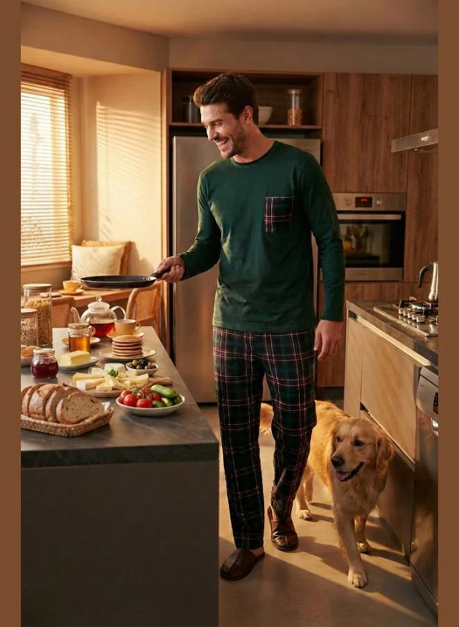 Buratti Plaid Pocket Elastic Waist 100% Cotton Regular Fit Pajama Set Men's PAJAMAS SET 6572001