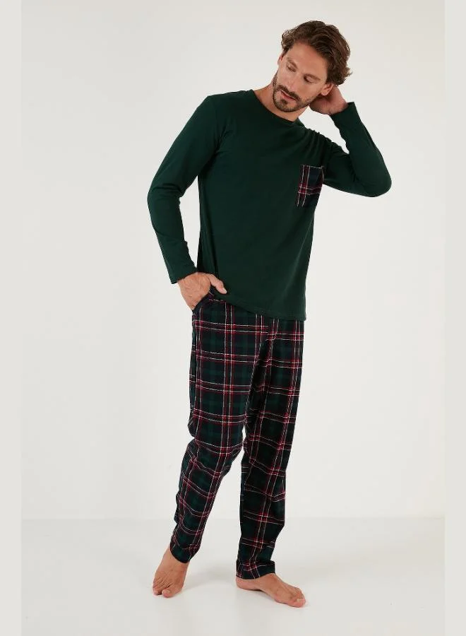 Buratti  Buratti Plaid Pocket Elastic Waist 100% Cotton Regular Fit Pajama Set Men's PAJAMAS SET 6572001 for Men | Best Price UAE