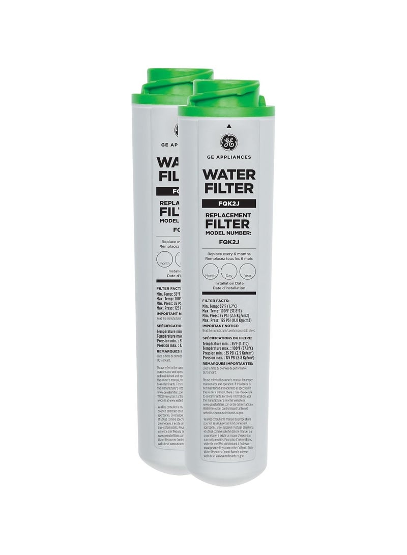 GENERAL ELECTRIC GE FQK2J Under Sink Water Filter Replacement, Dual Flow, NSF Certified, 2-Pack - Image 5