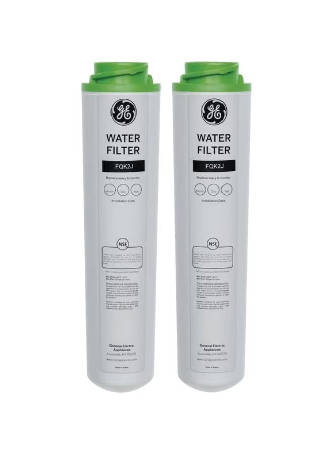 GENERAL ELECTRIC GE FQK2J Under Sink Water Filter Replacement, Dual Flow, NSF Certified, 2-Pack - Image 1