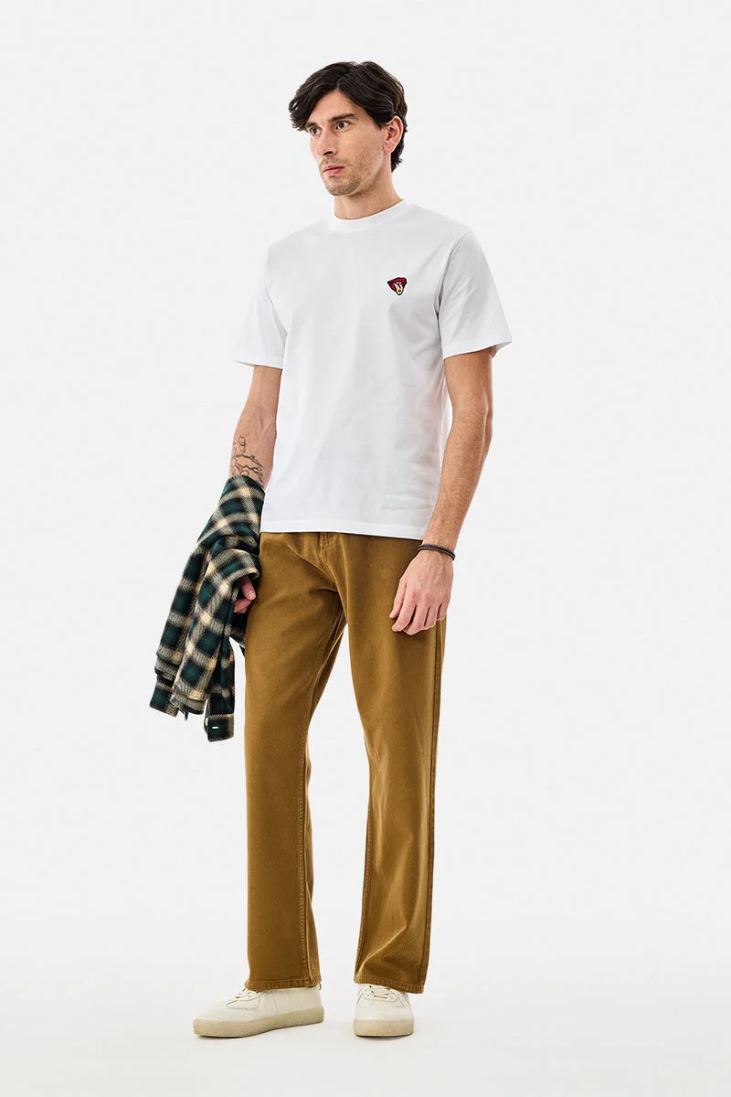 سنيتش Khaki Solid Straight Fit Casual Jeans