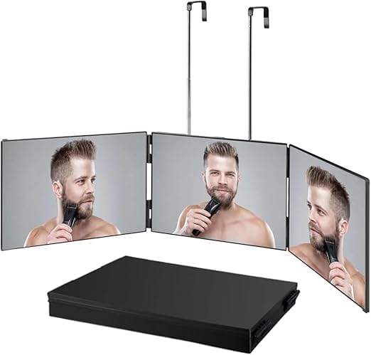 GABANIZ GABANIZ 3 Way Mirror for Hair Cutting 360 Mirror for Self Hair CuttingBarber Mirrors for Men WomenTrifold Mirror to See Back of HeadHeight Adjustable Telescoping Hook  - Image 2