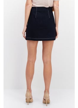 VERO MODA Women Solid Denim Mini Skirt, Navy  - Image 4