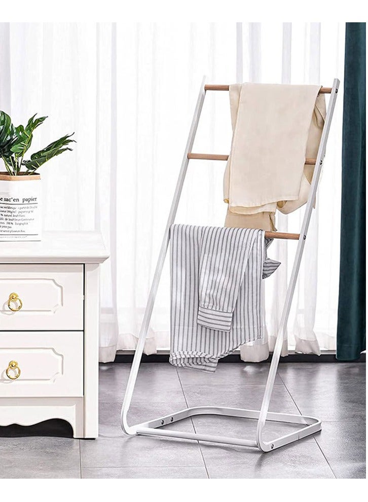 XiuWoo 3-Tier Large Capacity Freestanding Metal Towel Rack, Anti-rust Coating Metal Ladder Towel Holder, Wood Drying Stand, Bathroom Bath Organizer Rack for Space Saving - Image 1