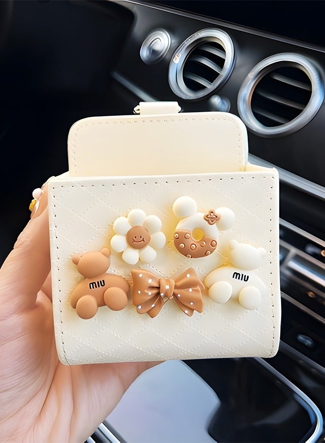 GROIC Car Air Vent Organizer Box Storage Bag with 4 PCS Cute Mini Dashboard Hook Creative Cartoon Multifunctional Decoration Mount Outlet PU for Sundries - Image 5