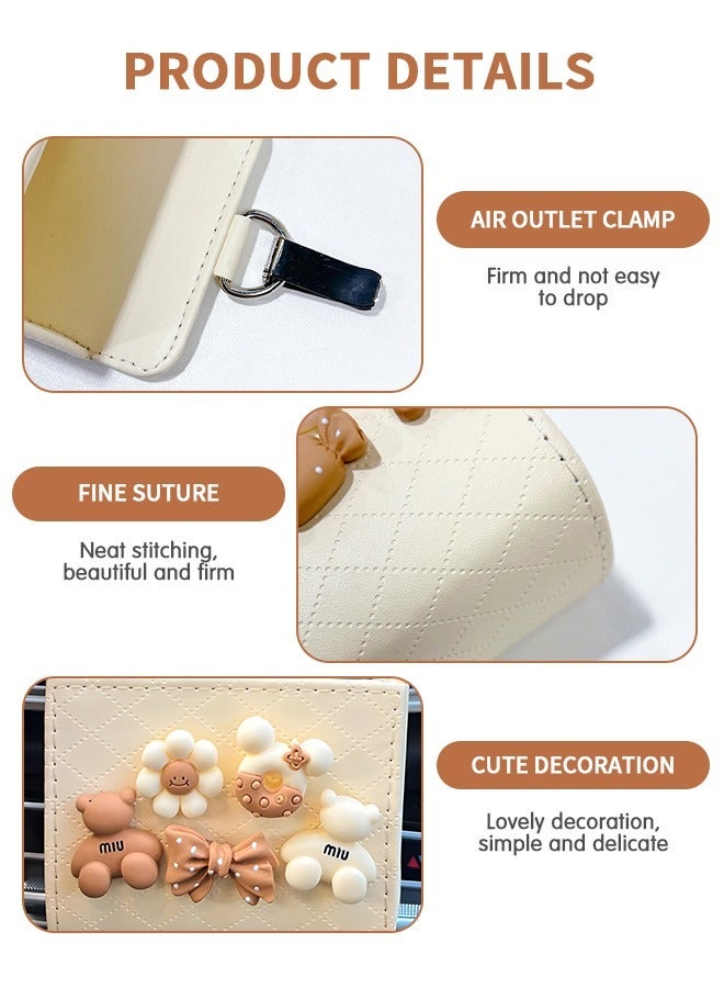 GROIC Car Air Vent Organizer Box Storage Bag with 4 PCS Cute Mini Dashboard Hook Creative Cartoon Multifunctional Decoration Mount Outlet PU for Sundries - Image 3