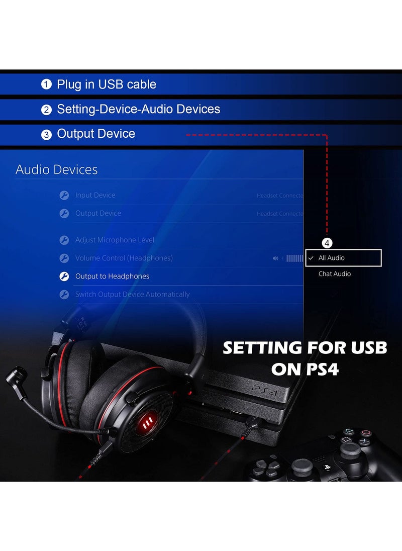 EKSA - EKSA E900 Pro USB Gaming Headset  7.1 Surround Sound With Microphone for PC PS4/PS5, Xbox One, Laptop - Image 1