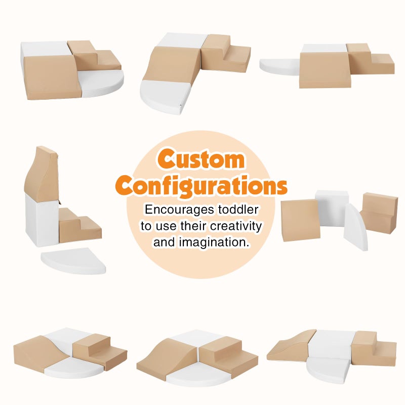 TODIBY 4-Piece Soft PU Leather Toddlers Climbing Toys, Baby Foam Climbing Blocks for Toddlers 3, Foam Play Gym Climbing Structures, Indoor Climb and Crawl Activity Play Set (White and Coffee) - Image 5