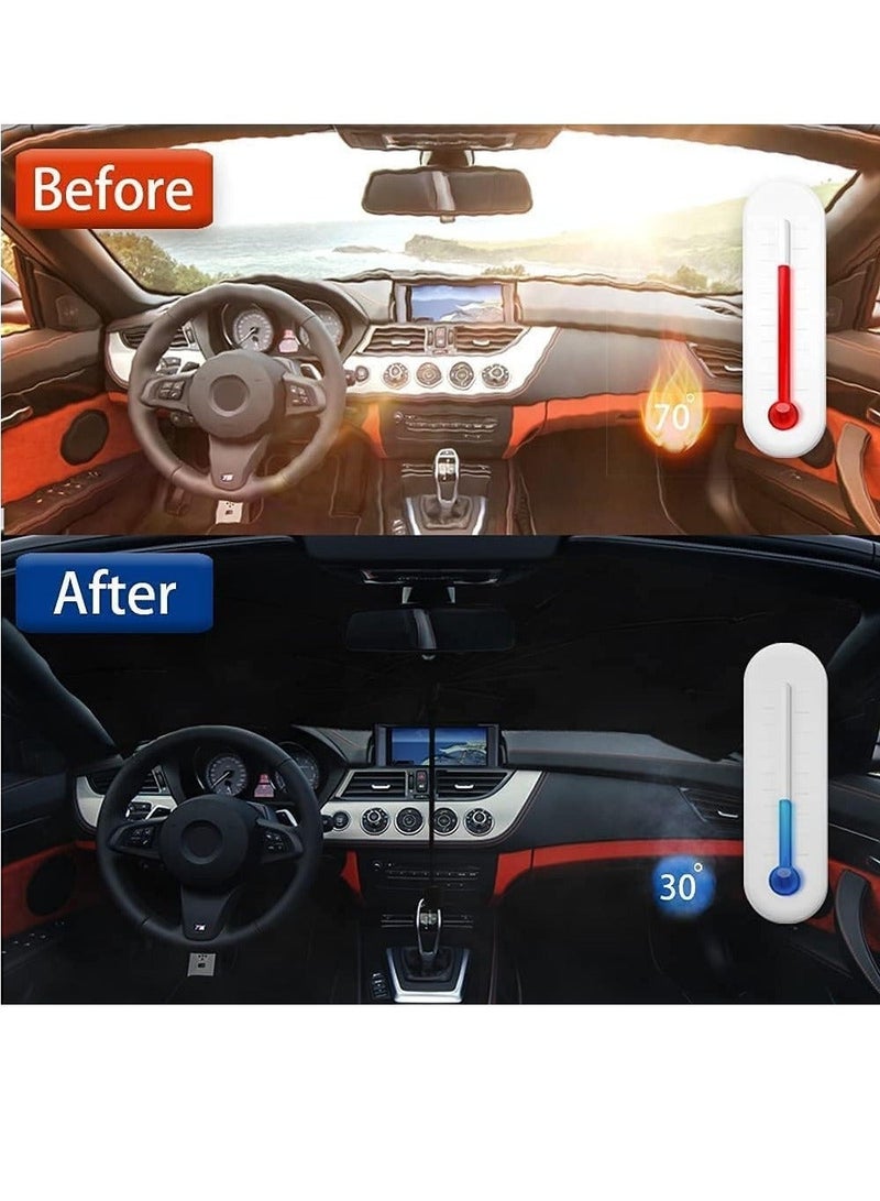 مظلة واقية من الشمس للزجاج الأمامي للسيارة، قابلة للطي، عاكسة للأشعة فوق البنفسجية، حماية من الأشعة فوق البنفسجية بنسبة 99%، مقاس 150×70 سم، مناسبة لسيارات السيدان والشاحنات الصغيرة والشاحنات متوسطة الحجم - Image 4