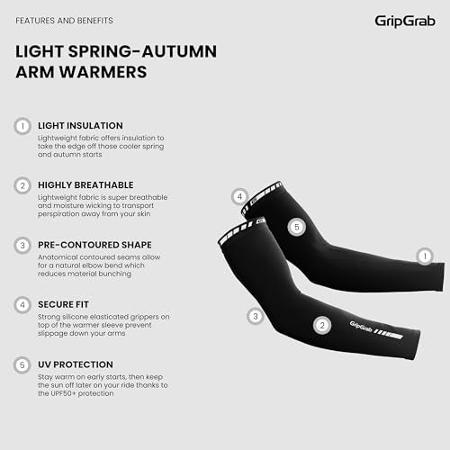 GripGrab Light Spring Fall Thermal Arm Warmers Cycling Lightweight Thin Warm Bicycle Arm Bike Sleeves Biking Arm Warmer - Image 2