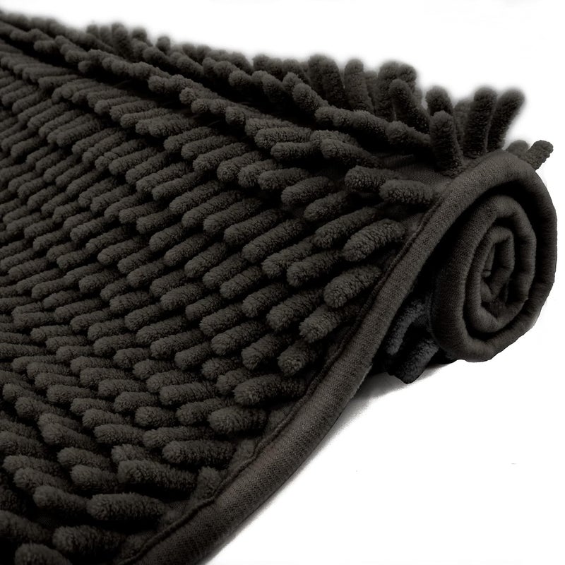 Eanpet Chenille Bath Mat NonSlip Microfiber Floor Mat Baby Bath Mat for Kids Ultra Soft Washable Bathroom Dry Fast Water Absorbent Shower Mat Area Rugs 157 x 236 Black - Image 1