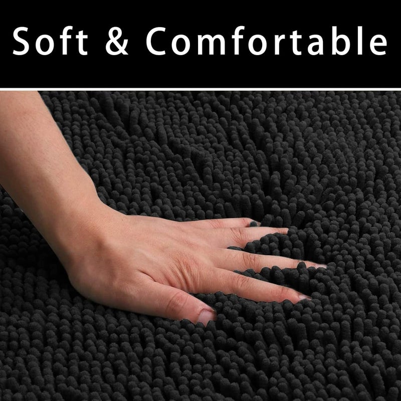 Eanpet Chenille Bath Mat NonSlip Microfiber Floor Mat Baby Bath Mat for Kids Ultra Soft Washable Bathroom Dry Fast Water Absorbent Shower Mat Area Rugs 157 x 236 Black - Image 4