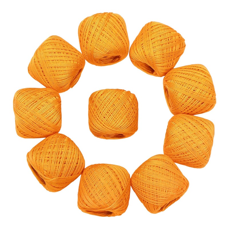 CORIOX Crochet Thread Set Of 10 Ball Crochet Cotton Thread Yarn For Knitting And Craft Making. Size 55 To 60 Mtr Approx (Caldium Yellow) - 200 Gram - Image 2