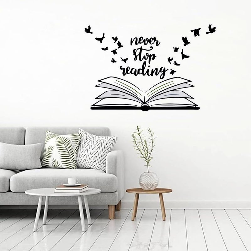 Sky Flying Black Neaver Stop Reading Quotes Office - Inspirational - Motivational - Quotes - Wall Sticker for Kids Room, Living Room, School, Library (Size - 81CM X 121CM) - Image 3