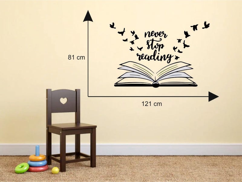 Sky Flying Black Neaver Stop Reading Quotes Office - Inspirational - Motivational - Quotes - Wall Sticker for Kids Room, Living Room, School, Library (Size - 81CM X 121CM) - Image 4