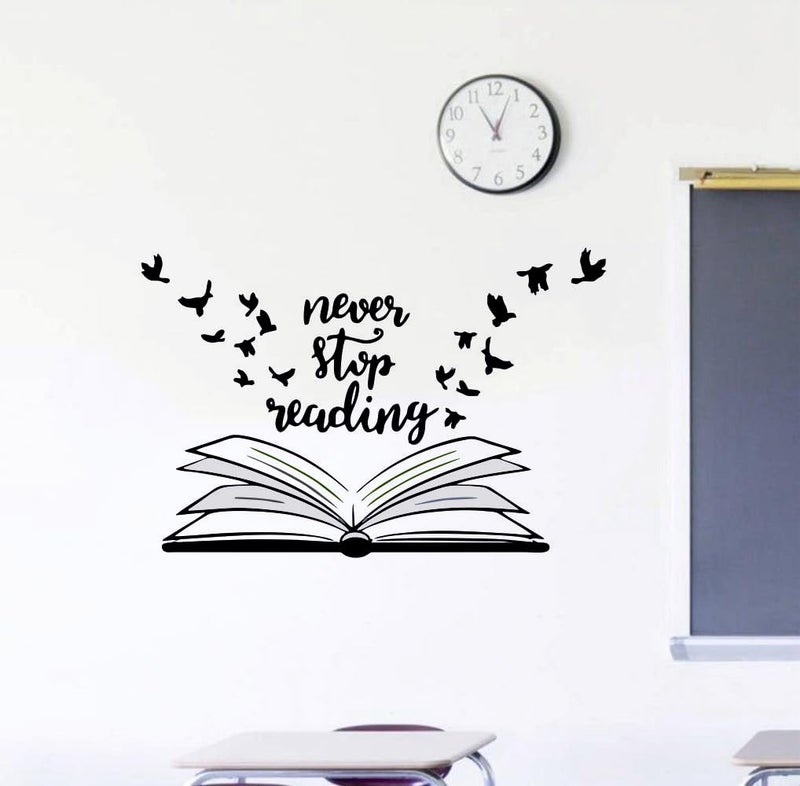 Sky Flying Black Neaver Stop Reading Quotes Office - Inspirational - Motivational - Quotes - Wall Sticker for Kids Room, Living Room, School, Library (Size - 81CM X 121CM) - Image 1