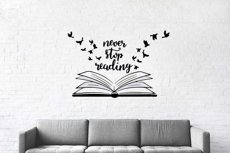 Sky Flying Black Neaver Stop Reading Quotes Office - Inspirational - Motivational - Quotes - Wall Sticker for Kids Room, Living Room, School, Library (Size - 81CM X 121CM) - Image 2