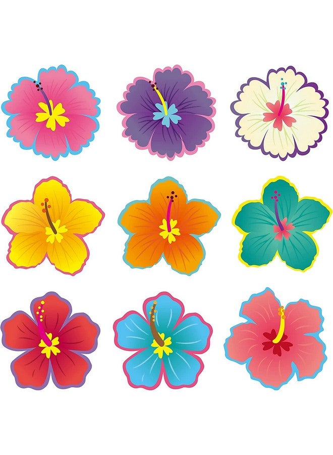 BeYumi 45 Pcs Summer Luau Hibiscus Flower Cutouts Bulletin Board Decorations Set Creative Wall Decals Art Décor For Classroom School Spring Summer Tropical Hawaiian Themed Birthday Party Baby Shower  - Image 1