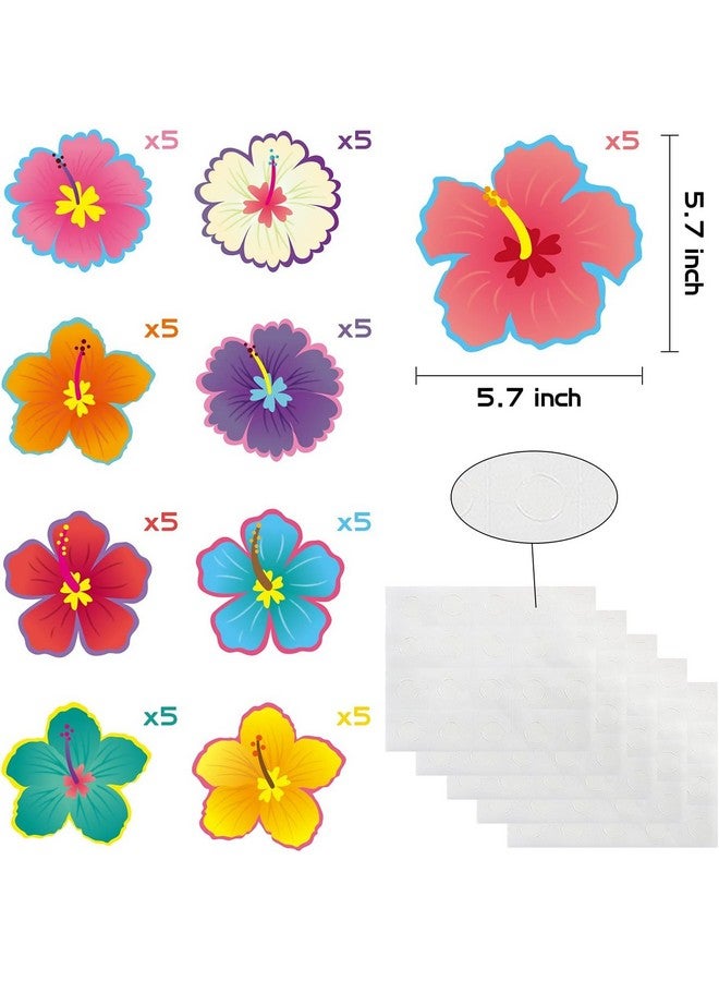 BeYumi 45 Pcs Summer Luau Hibiscus Flower Cutouts Bulletin Board Decorations Set Creative Wall Decals Art Décor For Classroom School Spring Summer Tropical Hawaiian Themed Birthday Party Baby Shower  - Image 2
