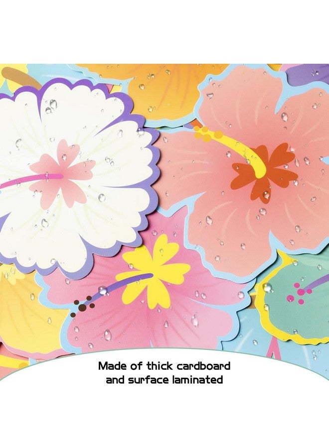 BeYumi 45 Pcs Summer Luau Hibiscus Flower Cutouts Bulletin Board Decorations Set Creative Wall Decals Art Décor For Classroom School Spring Summer Tropical Hawaiian Themed Birthday Party Baby Shower  - Image 3