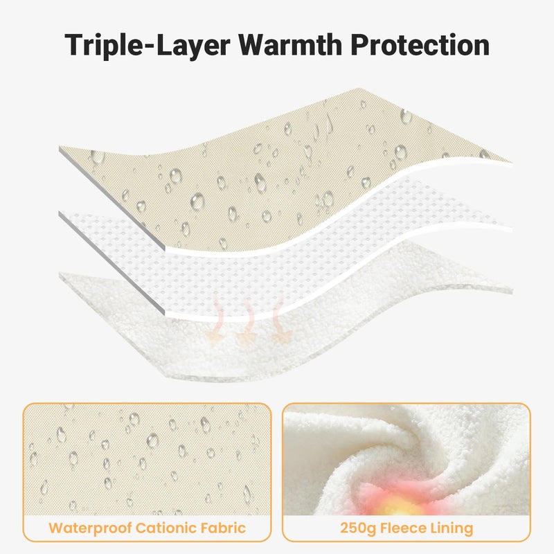 Rquite Car Seat Cover Baby, Winter Carseat Covers Boy Girl, Waterproof Infant Car Seat Cover Warm Car Seat Canopy for Cold Weather, Windproof Baby Carrier/Stroller Cover with 2 Layers Windows, Beige - Image 5
