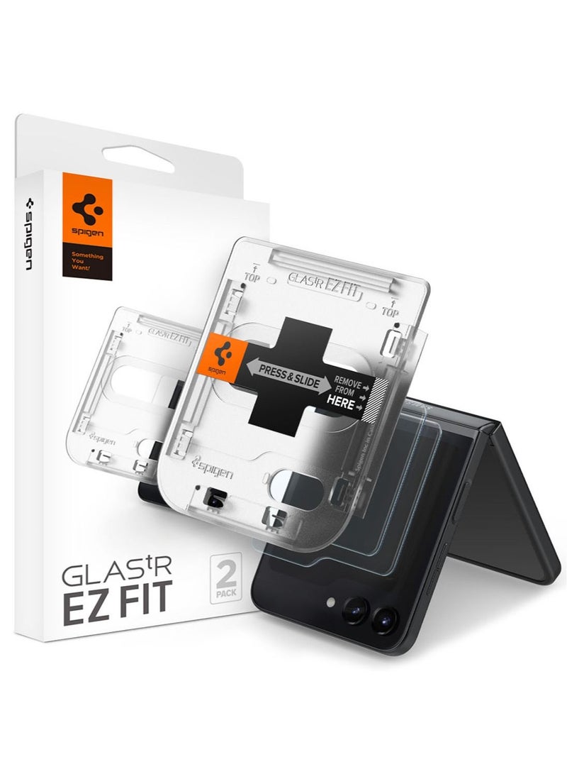 Spigen Glastr Ez Fit Samsung Galaxy Flip 5 Screen Protector Tempered Glass for Outer Front Screen - [2 Pack] - Image 1
