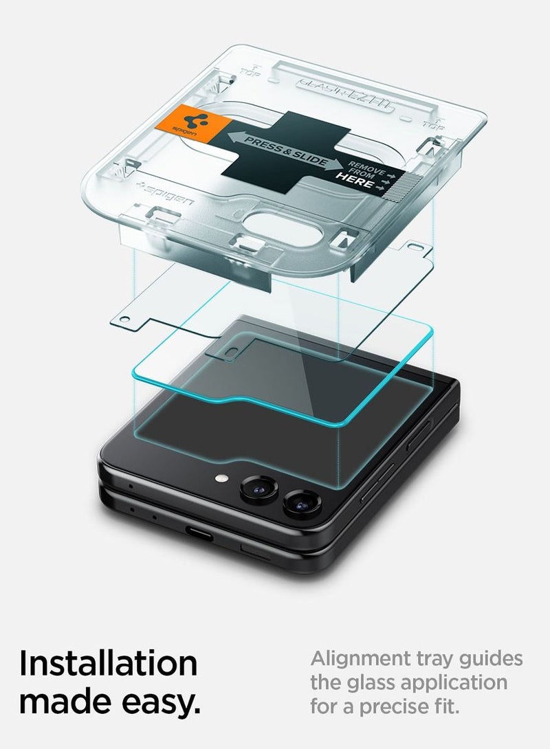 Spigen Glastr Ez Fit Samsung Galaxy Flip 5 Screen Protector Tempered Glass for Outer Front Screen - [2 Pack] - Image 5