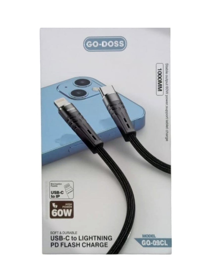 Generic USB-C to Lightning PD Flash Charge Cable 60W Power 1 Meter Durable Braided Design  - Image 1
