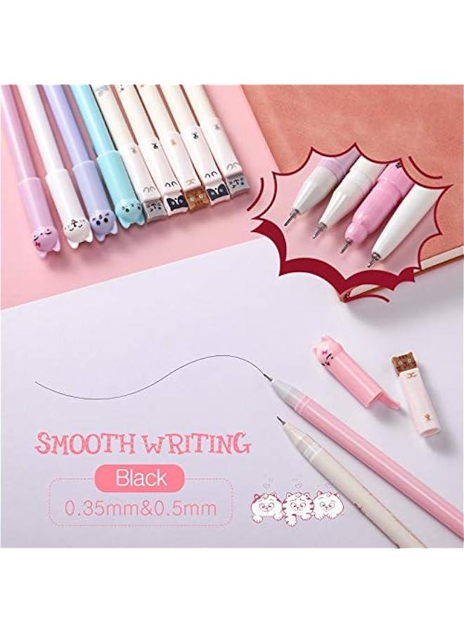 Arabest 417 Pcs Cute Cat Stationery Set Cat Telescopic Pencil Pouch Case Gel Ink Pen Sticky Memos Notes Cat Album Sticker for School Office(Pink Cat Style)  - Image 3